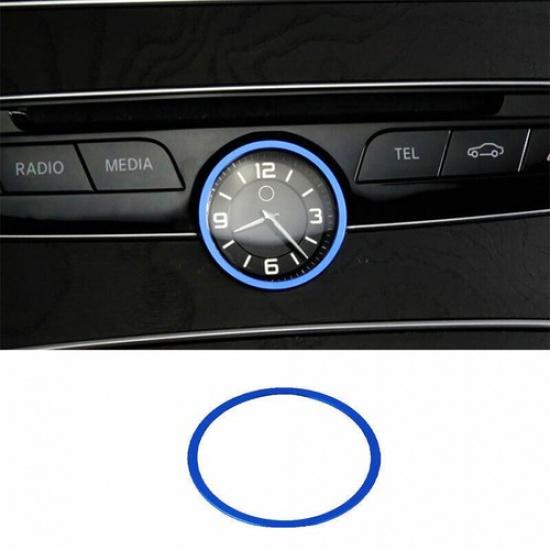 Blue Aluminum Middle Console Clock Ring Cover Trim Fit For Benz C-Class 2015-21