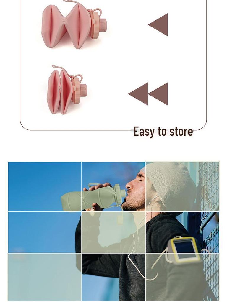 Складной силиконовый стакан для воды - Портативный дизайн «Бриллиант», Спортивная бутылка большой вместимости для велоспорта