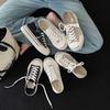 Broken Code Picking Up Leaks [a Pair of Dual-purpose] Thick-soled Lace-up Open Smile Canvas Shoes Women's 2025 New Versatile Little White Shoes