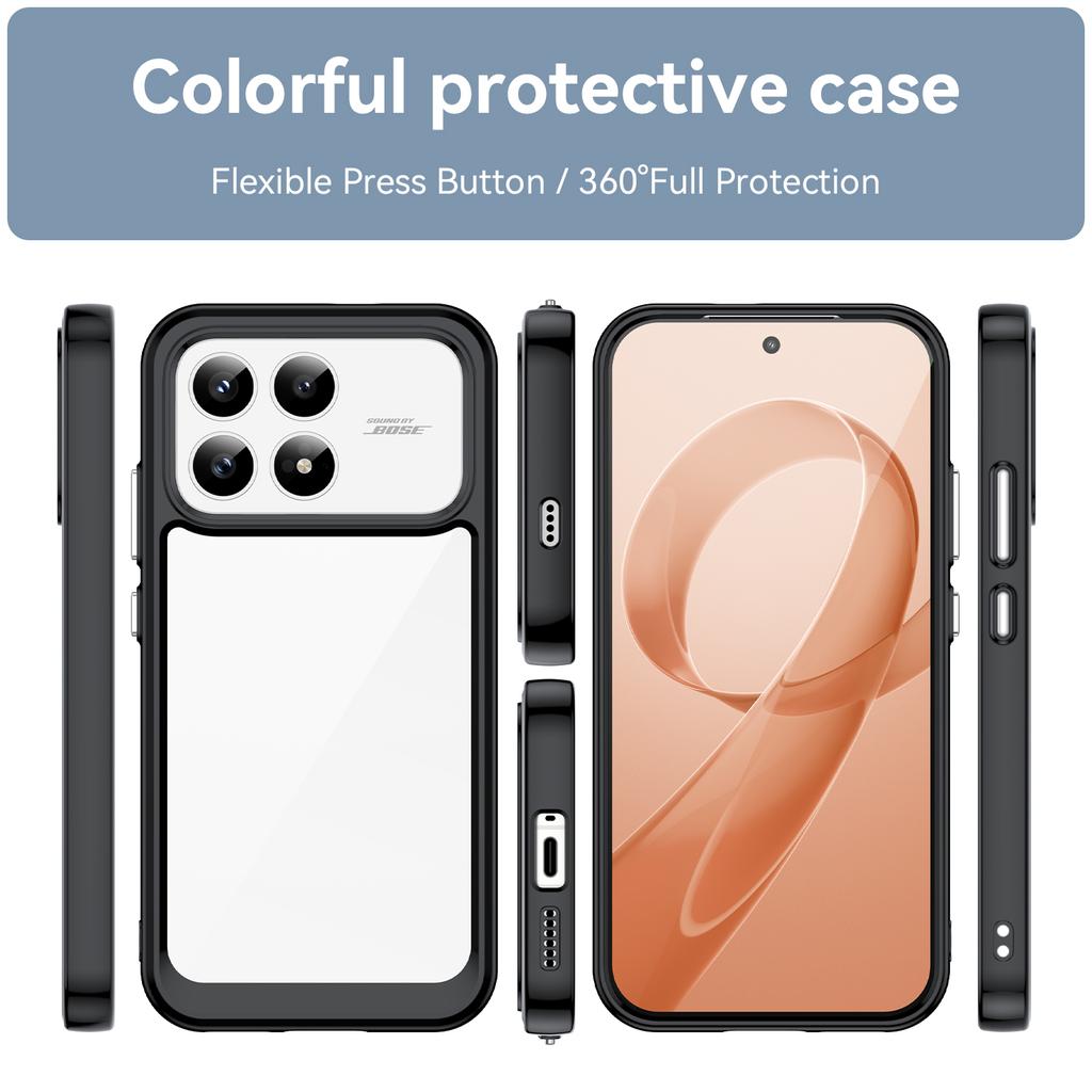 For Xiaomi Redmi K90 5G/Xiaomi Poco F8 Pro Phone Case WANLONFENG XC Series TPU Acrylic Cover with Tempered Glass (Big Lens Hole)