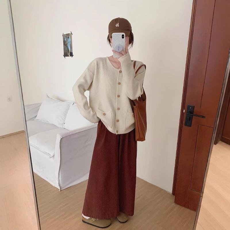 Осенне-зимний новый кардиган крупной вязки на пуговицах с круглым вырезом, женский свободный тонкий универсальный свитер, женское пальто