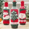 Cute Knitted Wine Bottle Cover Christmas Table Decoration Cartoon Santa Claus Snowman Pattern Red Wine Bottle Decor Xmas Gift