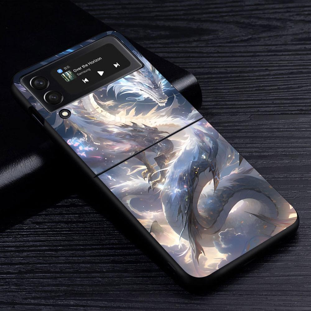Cartoon Dragon Case for Samsung Galaxy Z Flip4 Flip3 5G PC Hard Cell Phone Shell Z Flip 4 3 Black Coque Zflip4 Zflip3 Cover