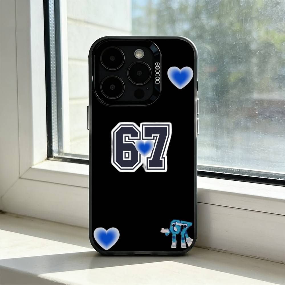 Six S-Seven 67 Phone Case For iPhone 17,16,15,14,13,12,11 Plus,Pro Max,XS,Colored Silver Plated Inside Cover