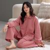 Пижама из воздушного хлопка женская весенне-осенняя утолщенная из чистого хлопка домашняя одежда осенне-зимний межслойный тонкий стеганый хлопковый комплект