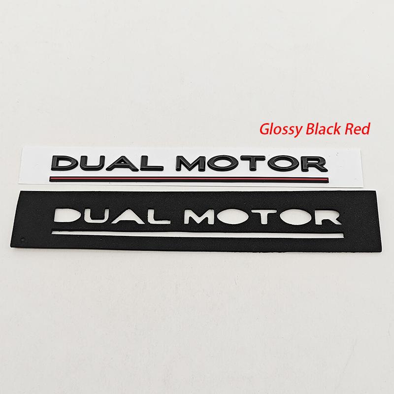 3D ABS Chrome Red Line Black Logo DUAL MOTOR Emblem Letters Car Styling Trunk Badge Sticker for Model3/Y/S/X DUAL MOTOR Accessories