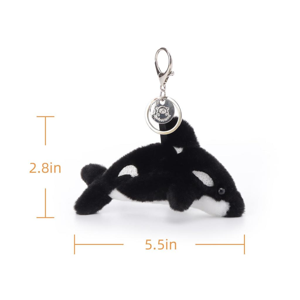 Apricot Lamb Killer Whale Cute Soft Keychain Plush Toy, Perfect for Boys and Girls, Fits Kids Backpacks and Purses, 14cm