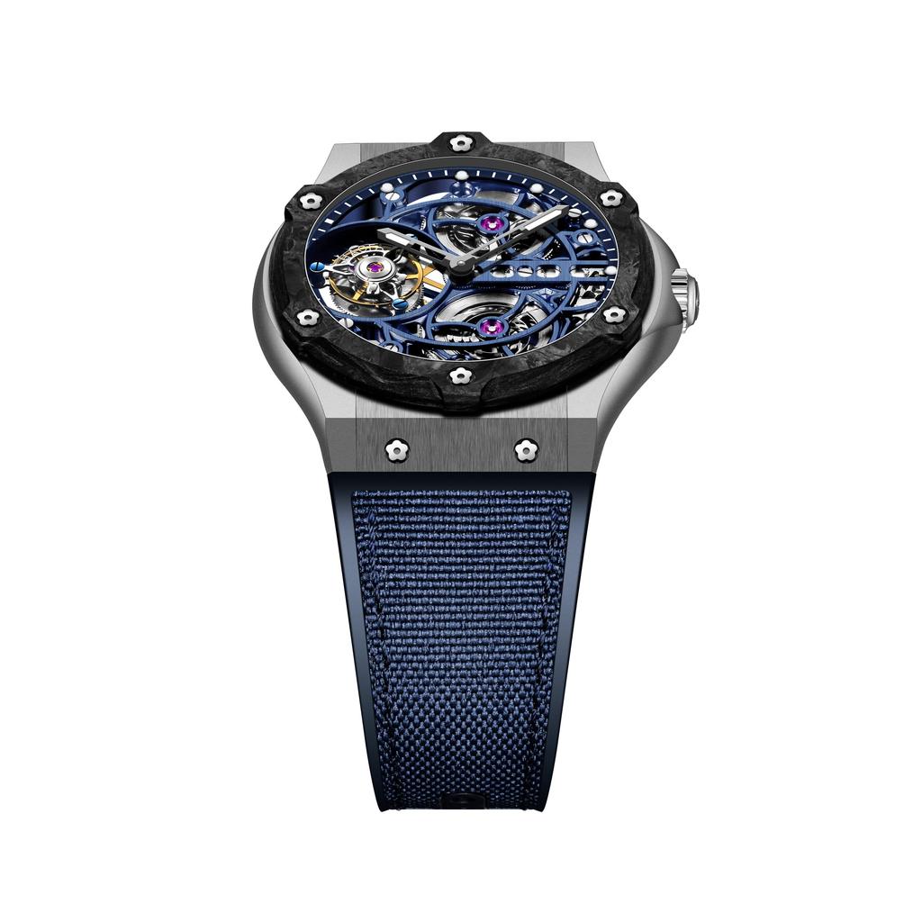 HAOFA Tourbillon Watch Mechanical Manual Winding Carbon Fiber Bezel Titanium Alloy Case Hollow Dial Stylish Popular Waterproof Gift Men's Men's Men's