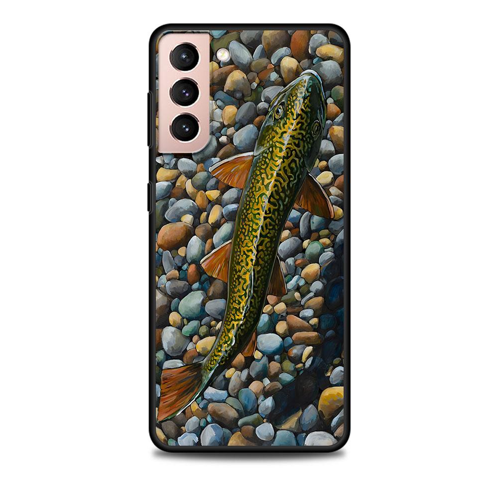 Trout Fish Fishing Case for Samsung Galaxy S23 S10e S10 S21 FE S22 S9 S24 Ultra S20 Plus Soft Black TPU Phone Cover Bumper