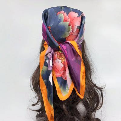 Роскошный Шелковый Квадратный Платок Женский Бандана на Шею Волосы Пляжный Хиджаб Платок на Голову Повязки Бандана Женский Фуляр 70 см