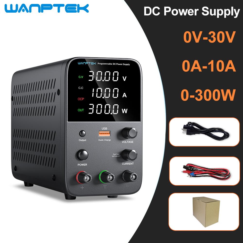 Wanptek Adjustable DC Power Supply 30V 10A 5A Lab Bench Power Source Stabilized Power Supply Voltage Regulator Switch 120V 60V5A