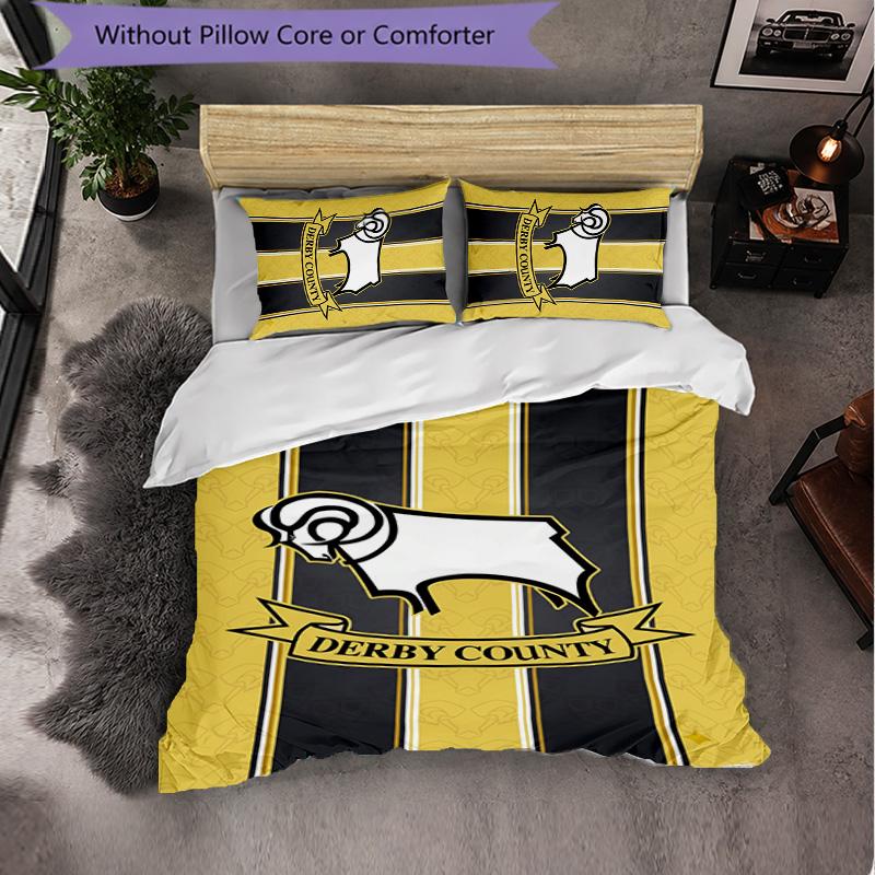 Derby County Themed Bedding 3Pcs Duvet Cover Set Decorative Bed Linen For Teen Room Home Decoration