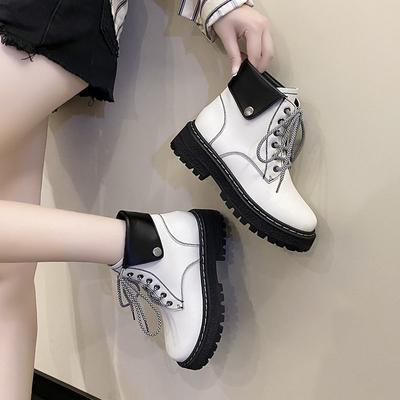 Модные ботильоны со шнурками, короткие туфли на шнуровке для женщин, элегантные боевые женские ботильоны на среднем каблуке в стиле панк, кожаные, Y2k