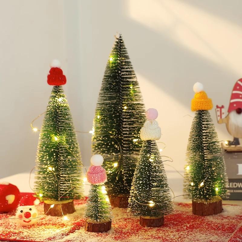 Украшение Рождественской Елки Xmas Мини Кедровая Сосна для Домашнего Декора Комнаты Хэллоуин Вечеринка Новый Год 2024 Navidad Украшения Аксессуары Настольный Орнамент Подарок