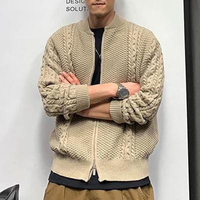 Yousheng осень-зима мужской свитер кардиган круглый вырез вязать толстый эластичный длинный рукав свободный теплый однотонный трикотаж на молнии повседневная одежда свитер пальто