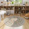 Round Living Room Carpet Foldable Machine Washable Boho Vintage Floral Soft Circular Rug Bedroom Bedside Cloakroom Nursery Rugs