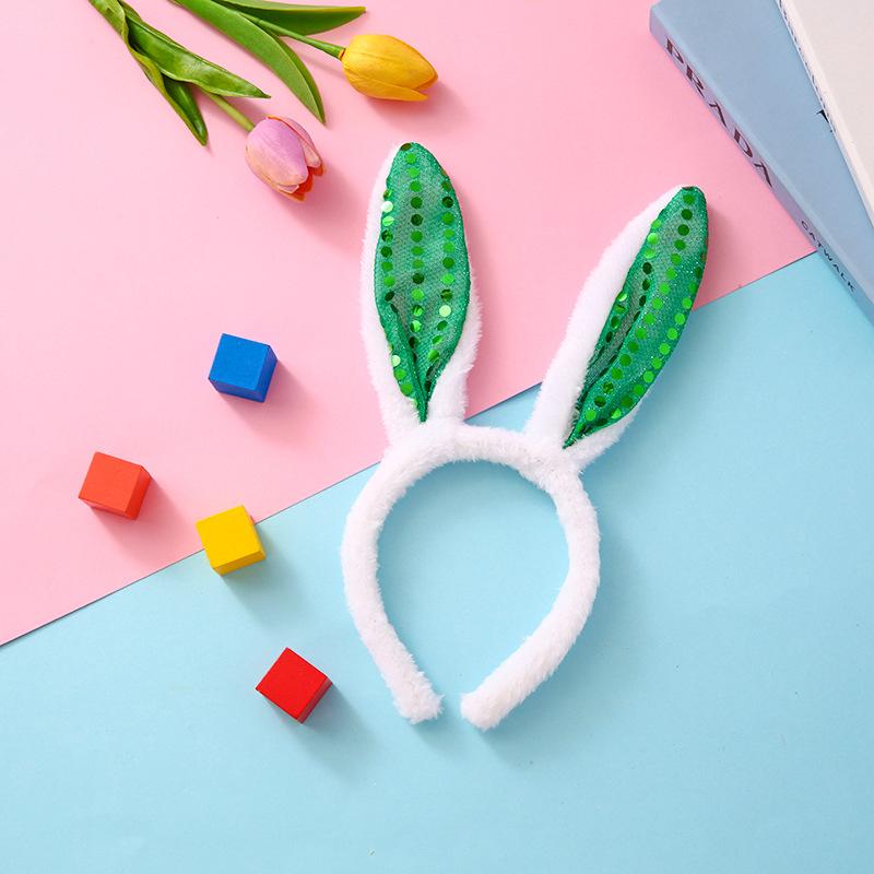 1PC Plush Sequin Rabbit Ear Headband Cross-border  Children's Holiday Party Halloween Dressing Headwear.