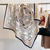 35.43" Retro Print Square Scarf Elegant Satin Silk Feeling Shawl Stylish Women's Decorative Beach Towel