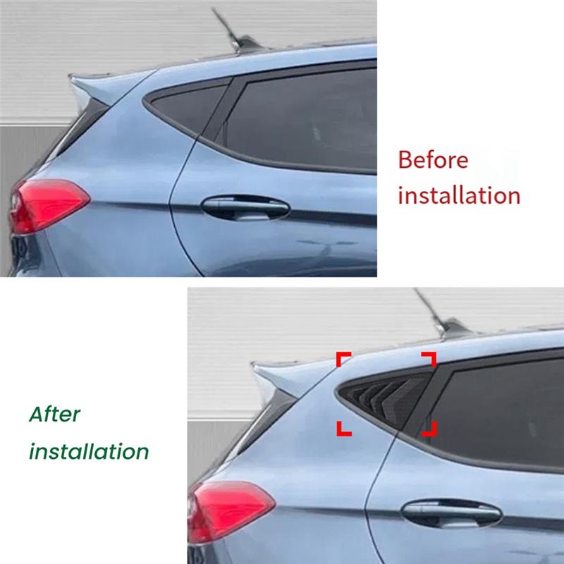ABLZ-Car Rear Triangular Window Louvers Shutters Blinds Cover Trim For Ford Fiesta MK8 2018+ Glossy Black