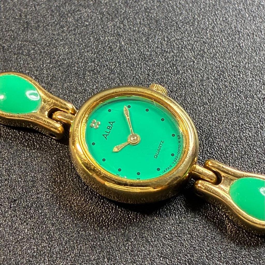 Used [Good Condition, Working] Seiko Alba Oval Watch, Green Turquoise, Quartz