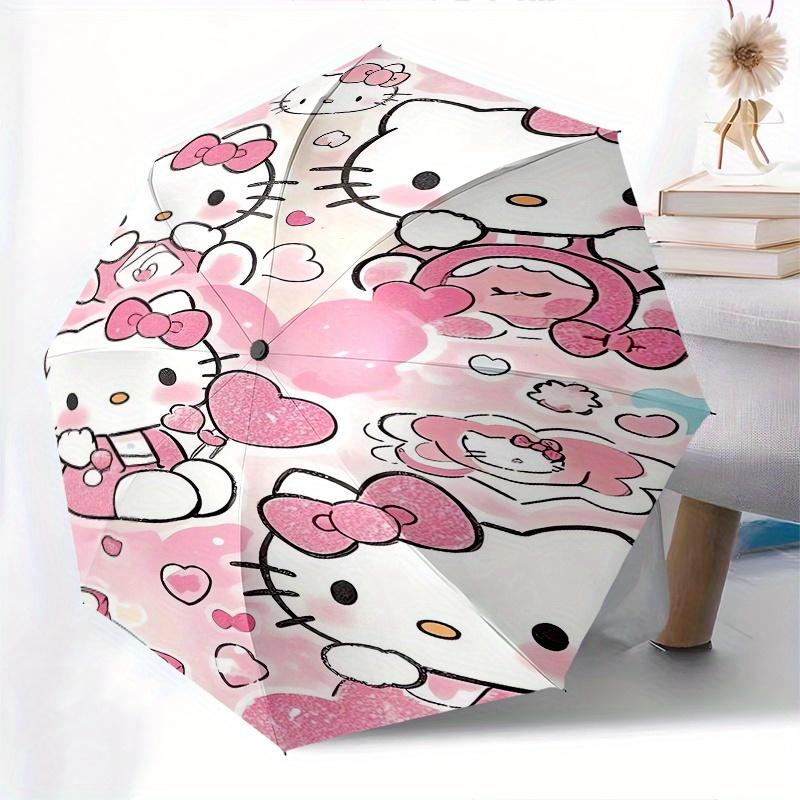 Hello Kitty,Pink Heart Automatic Umbrella-Foldable, Durable 8-Bone Design, Compact and Stylish, Great for Camping, Halloween, Christmas, Mot