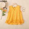 Женские повседневные майки без рукавов с V-образным вырезом и оборками по низу