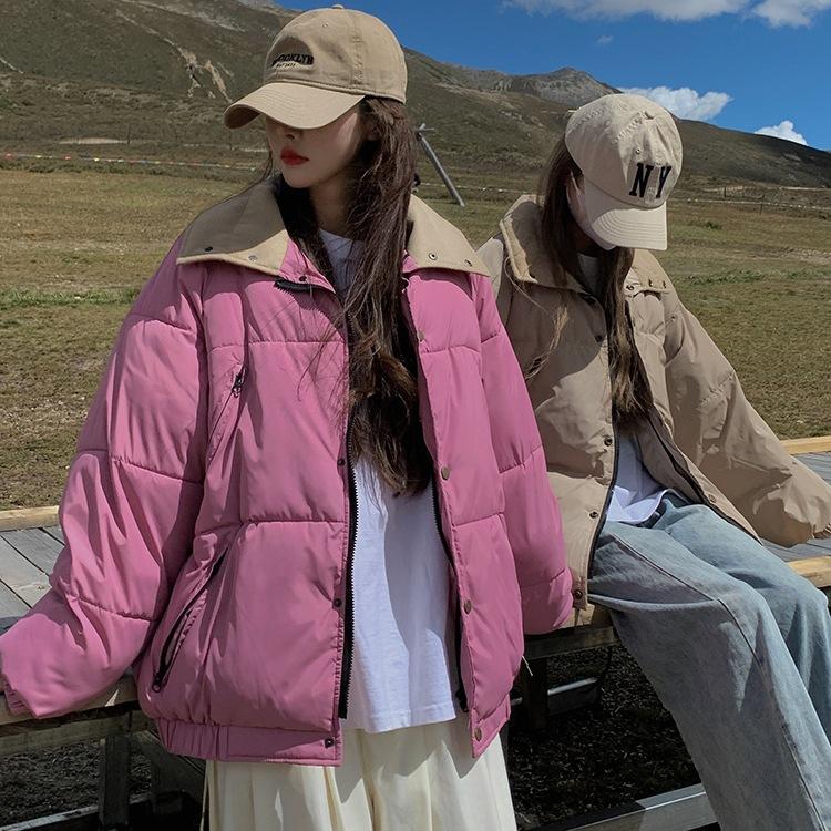 Niche down хлопчатобумажная одежда женская 2024 новое зимнее утепленное пальто маленькая хлопчатобумажная одежда большие модные хлопчатобумажные куртки