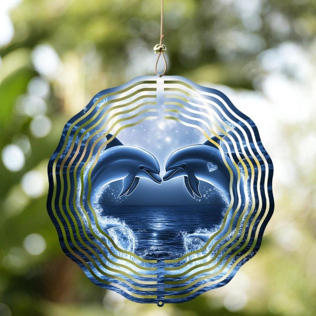Романтическая 2D Металлическая Подвеска-Колокольчик в виде Дельфина со Свечением Ночного Неба для Декора в Помещении и на Улице, Сада, Патио, на День Благодарения