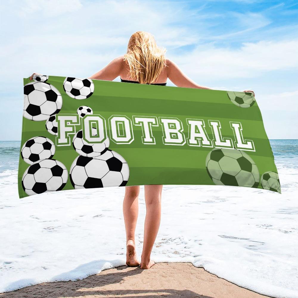 Portable Football Print Beach Towel Soft Shower Towel Creative Quick-Dry Beach Scarf Beach