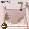 Bonaise Women's Seamless Ice Silk Mid-Waist Underwear 4-Pack