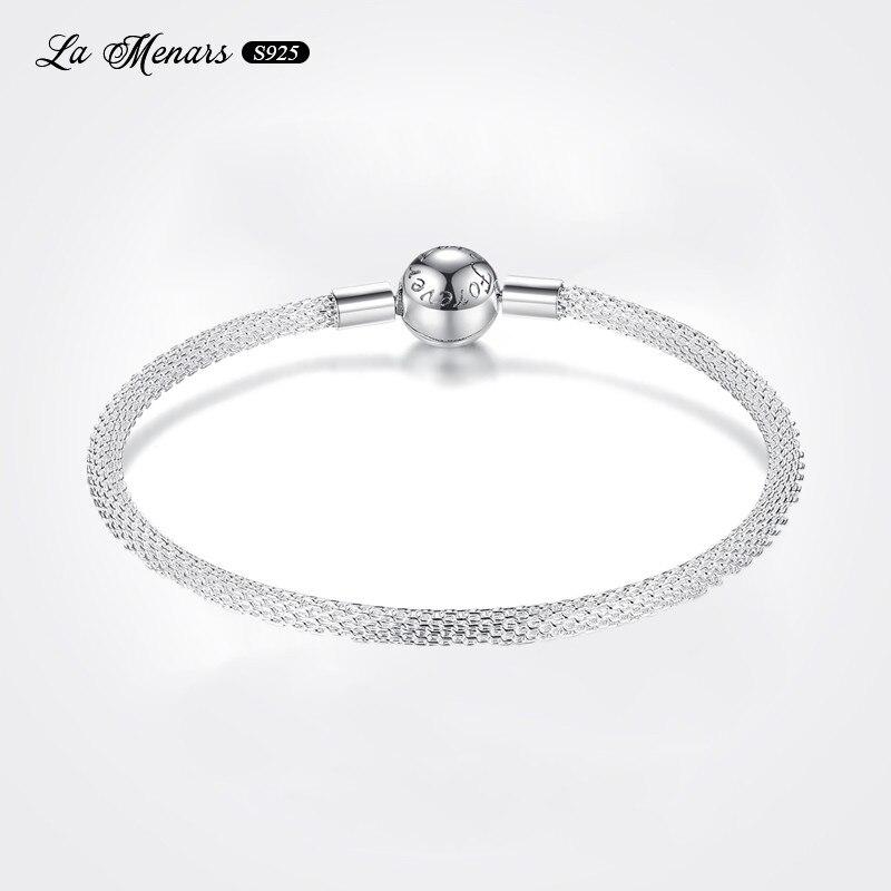 Unisex Genuine Silver Plating Round Clasp Bracelet Chain Wrist Fine Jewelry Diy Making Ornaments Fit Bead Charms