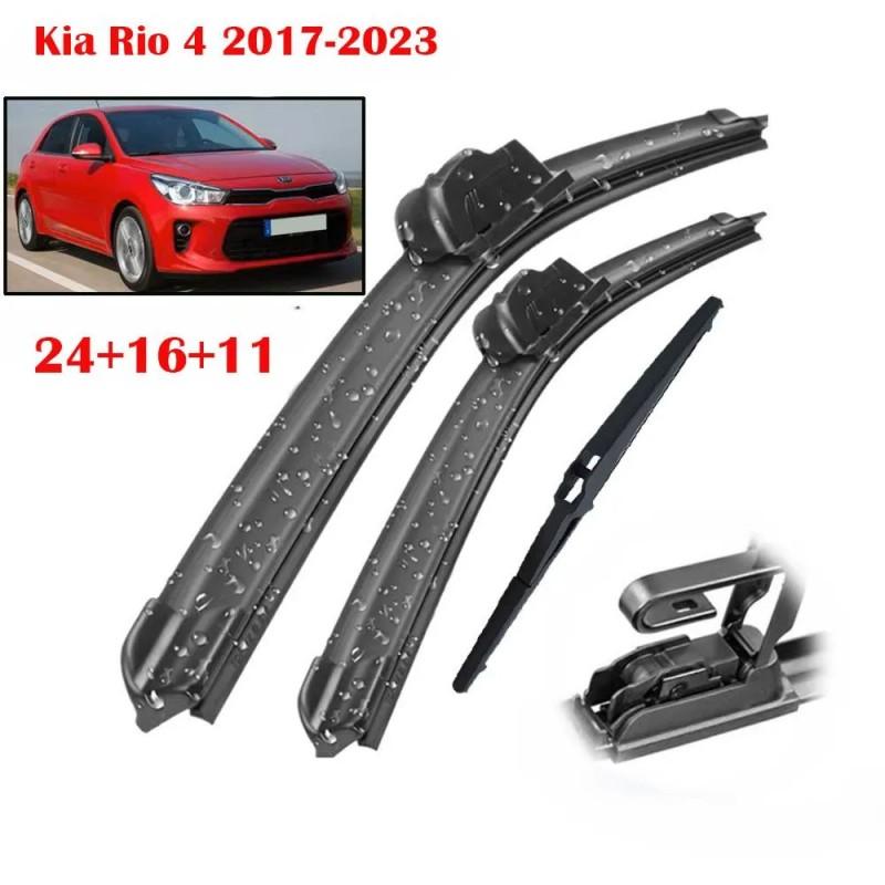 24"+16"+11" Front & Rear Frameless Wiper Blades for Kia Rio 4 2017-2023, Kia Stonic, Hyundai i20 Mk3, Hyundai Accent, Kia Picanto Mk3