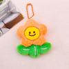 Keychain Soft Plush Sunflower Pendant with Smile Face Text Design Healing Shape Backpack Keys Bags Car
