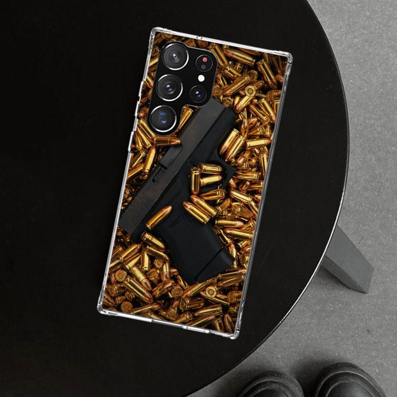 Чехол для телефона с изображением пистолета, пуль, АК-47, пистолета для Samsung Galaxy S26 S25 Edge S24 S23 Ultra S22 Plus S21 FE S20 + Арт Персонализированный Забавный