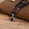 Мужское геометрическое ожерелье с подвеской, глазковый камень с черными бусинами и квадратной подвеской, цепочка-свитер, идеальный подарок для мужчин