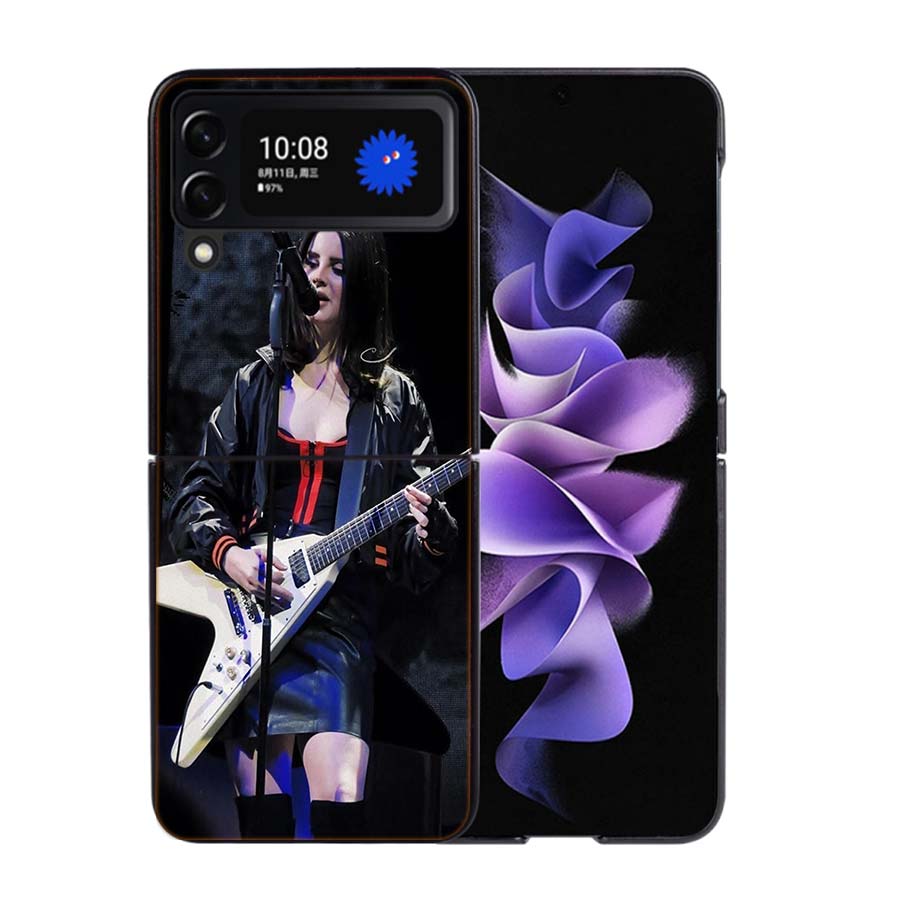 Singer Lana D-Del Rey Phone Case For Samsung Z Flip 7 6 5G Galaxy Z Flip4 Z Flip5 Z Flip3 Coque Black Hard PC Shell Protective C