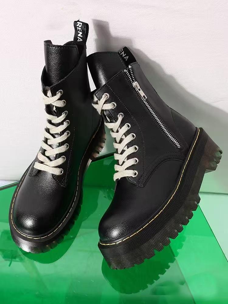 Ботинки Martin Short Tube Strap Platform Locomotive Boots Leather
