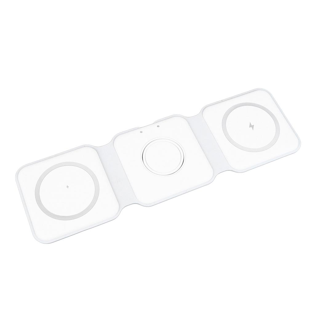 3 in 1 Magnetic Wireless Charger Foldable Charging Station 15W White for IOS Phones Headphones Watches
