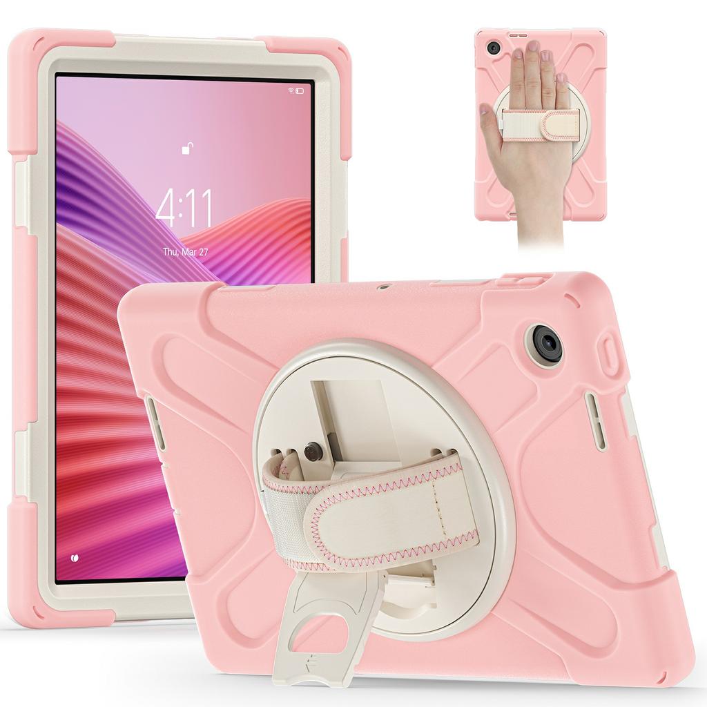 For Lenovo Tab 10.1 (2025) TB311XU/Zhaoyang K10C Case Rotary Kickstand PC+Silicone Hand Strap Tablet Cover