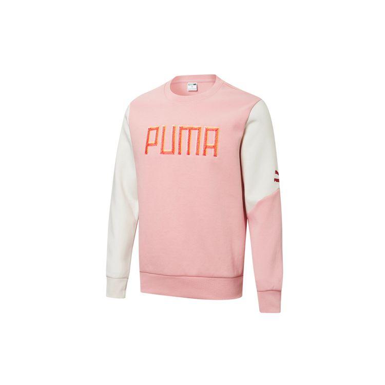 Puma Embroidered Logo Color-Block Casual Sweatshirt Men Tops Multicolor Newlywed-Pink 532180-14