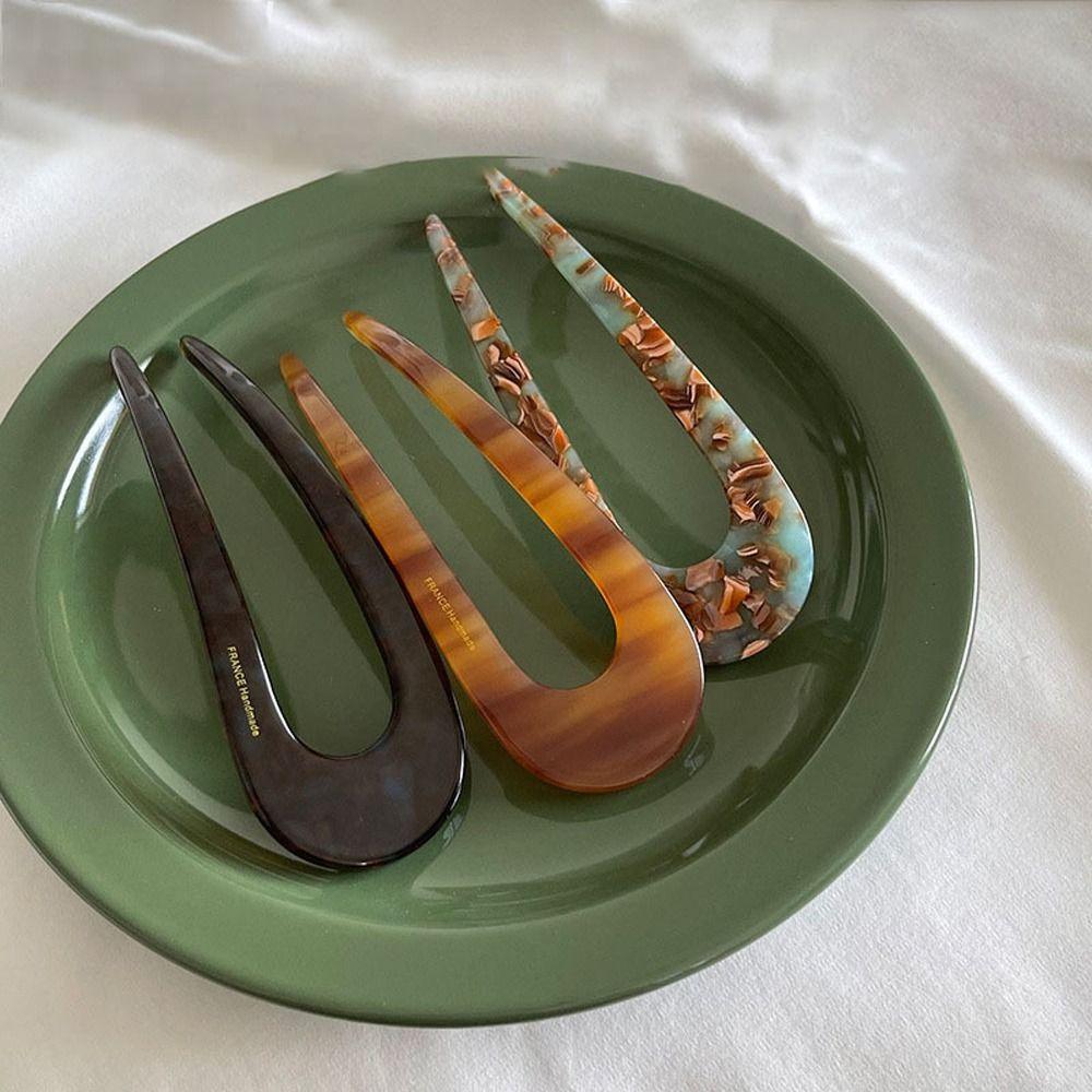 U-shape Korean Hair Clips Women Hairpins Hanfu Hair Sticks Chinese Hair Fork Acetate Hair Sticks