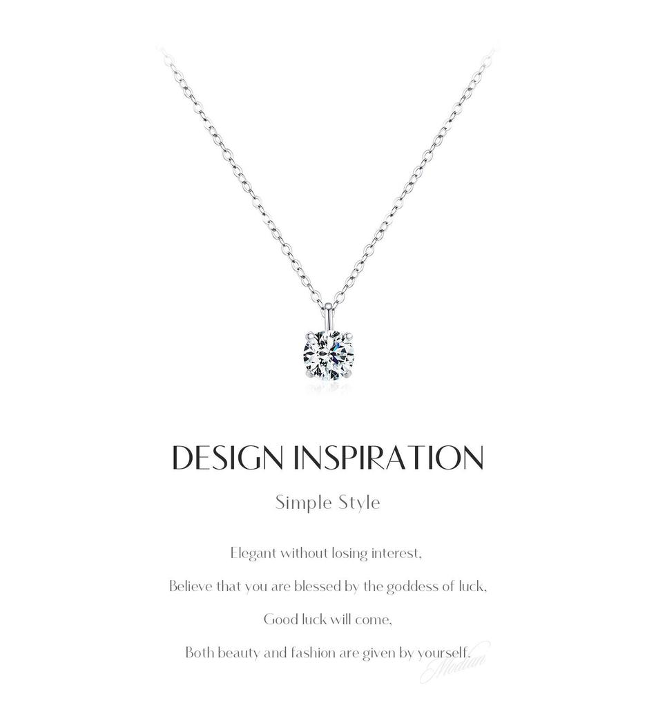 MODIAN 1 карат Муассанит Серебро 925 пробы Ожерелье - Элегантное и Роскошное, Универсальная Цепочка на Ключицу для Женщин