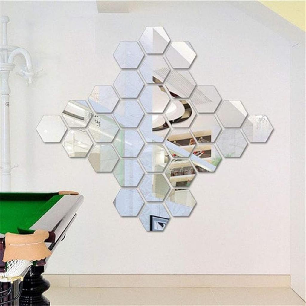10 PCS Hexagon Acrylic Mirror Wall Stickers Plate Self Adhesive Mirror Sticker Mirrors for Wall Decor,Wedding Table Centerpiece Art Wall Decoration