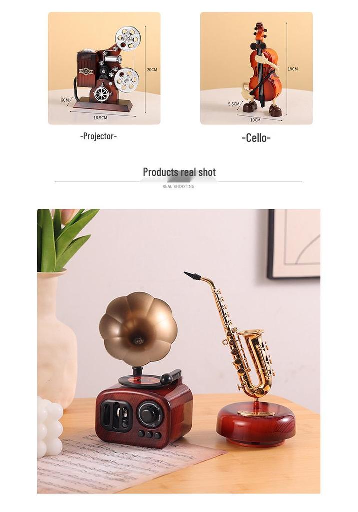 Creative Retro Wind-up Music Box for Home & Shop Decor, Photography Props