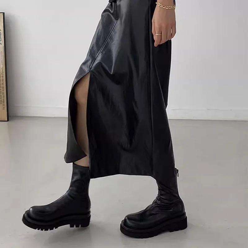 Массивные женские эластичные короткие сапоги, модные туфли на платформе с молнией сзади, осенне-зимние женские ботильоны