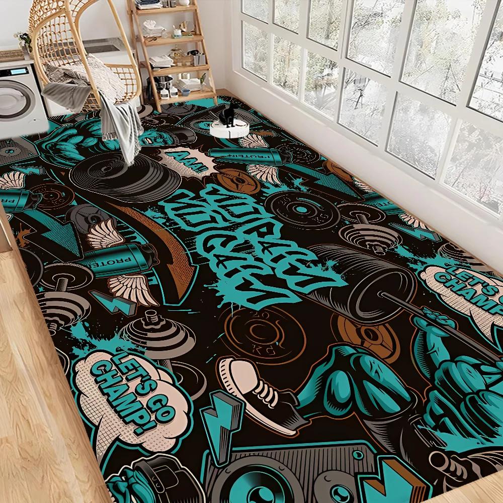 Powerhouse Gym Hallway Carpet Non-Slip Laundry Room Mat Laundry Decor Balcony Child Living Room Toilet Rug