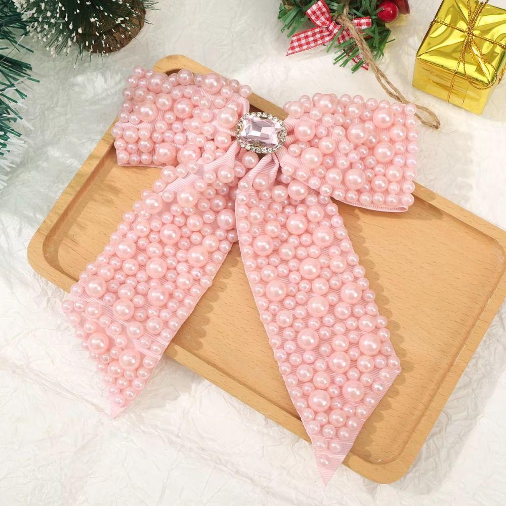Fashion Pearl Bow Hair Clips Sweet Beads Bowknot Hairpin Hair Band Ribbon Bow Barrette Party