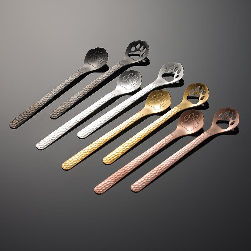 304 Stainless Steel Hammer Cat Claw Spoon Hollow Spoon Cocktail Spoon Stirring Spoon Mug Coffee Spoon