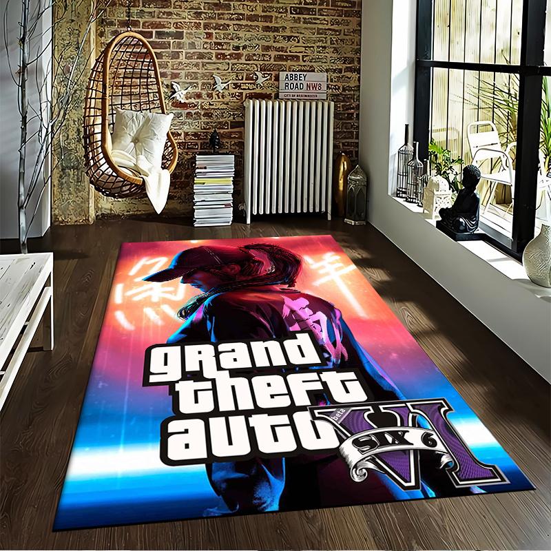 Фланелевый ковер с принтом спортивной красавицы из Grand Theft Auto, нескользящий, подходит для декора спальни, гостиной и детской комнаты