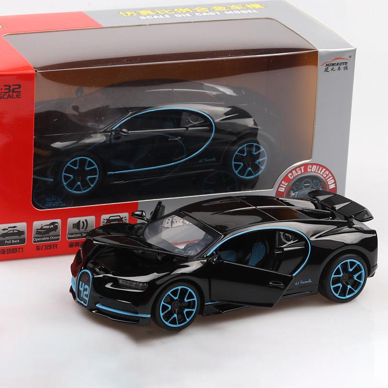 1:32 Scale Bugatti Chiron Diecast Car Model Toy, Zinc Alloy Pull Back Vehicle with Lights And Music for Kids Boyfriend Young People Gift Collection